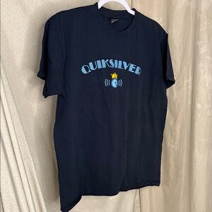 Quiksilver Navy Tee with Light Blue Graphic